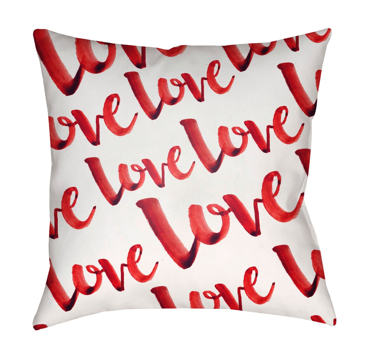 Tiwari Home 20" White and Red "Love" Printed Square Throw Pillow Cover